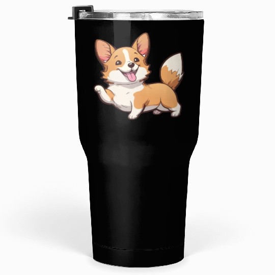 Happy Kawaii Corgi dog Tumblers 30 Oz