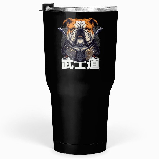 Japanese Samurai Bushido Bulldog Katana Pet Dog Tumblers 30 Oz