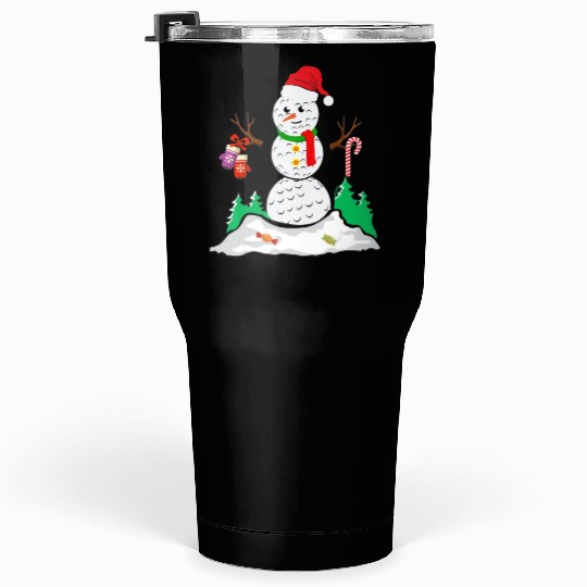 Funny Golf Ball Snowman Balls Christmas Pajama Gif Tumblers 30 Oz