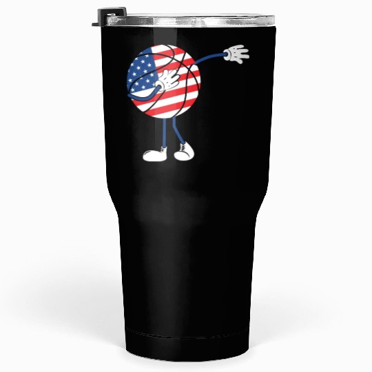 America USA Flag 4th Of July Basketball Player Tumblers 30 Oz