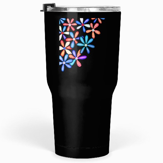 Patriotic Color Flowers Tumblers 30 Oz