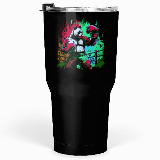 Angry Colorful Panda Boxer MMA Martial Arts Tumblers 30 Oz