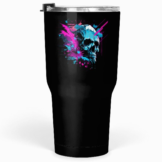 Vaporwave Skull Retro Gothic Punk Urban Streetwear Tumblers 30 Oz
