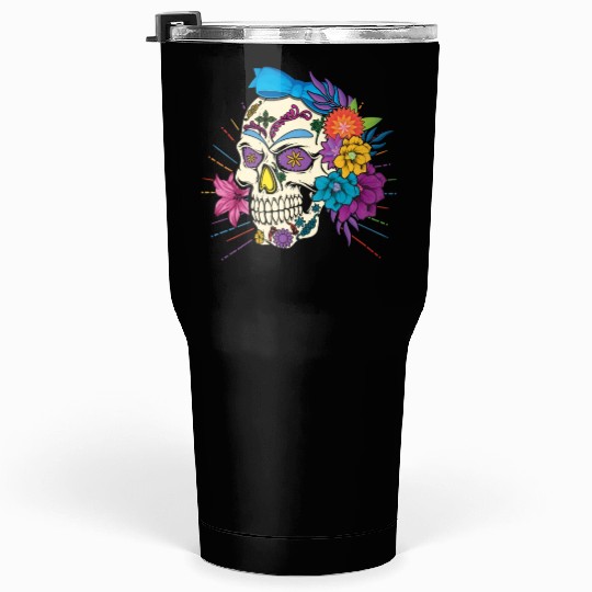 Floral Dia De Los Muertos LGBTQ LGBT Pride Month Tumblers 30 Oz