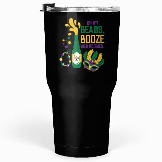 Mardi Gras Carnival Mask Beer Beads Boobies Tumblers 30 Oz