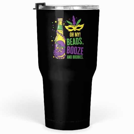 Mardi Gras Carnival Mask Beer Beads Boobies Tumblers 30 Oz