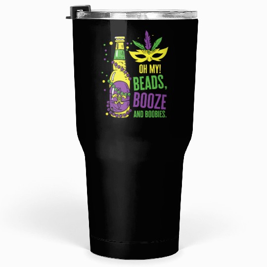 Mardi Gras Carnival Mask Beer Beads Boobies Tumblers 30 Oz