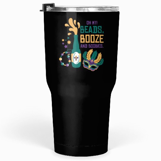 Mardi Gras Carnival Mask Beer Beads Boobies Tumblers 30 Oz
