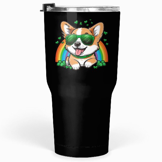 Cute Puppy st patricks day Rainbow Tumblers 30 Oz
