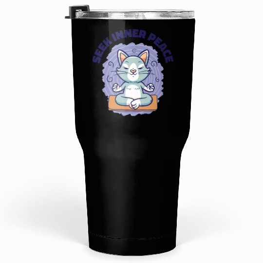 Serenity Cat Yoga Cat Owner Meditation Yoga Fan Tumblers 30 Oz