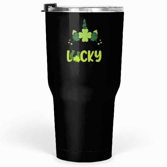 St Saint Patrick s Day Irish Unicorn Face Shamroc Tumblers 30 Oz