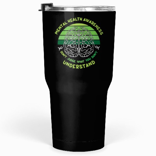 May Green Mental Health Awareness Month Brain Tumblers 30 Oz