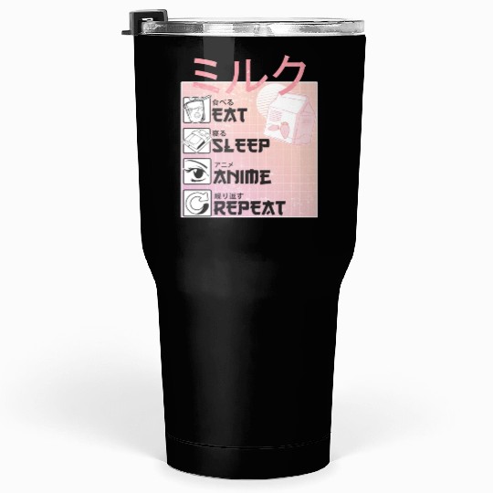 Eat Sleep Anime Repeat Straweberry Milk Japanese Tumblers 30 Oz