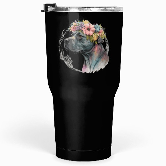 Cute Cane Corso Flower Crown Pet Dog Breed Puppy Tumblers 30 Oz