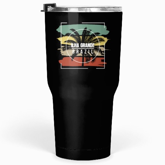 Ilha Grande Brazil Artistic Palm Tree Retro Tumblers 30 Oz