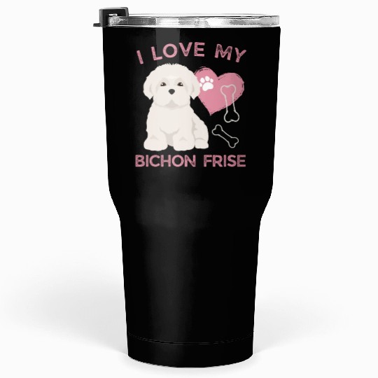 Cute puppy Bichon Frise Valentines Dog lover dogs Tumblers 30 Oz
