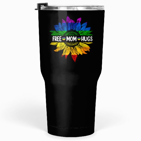 Rainbow Free Mom Hugs Gay Pride Lgbt Daisy Flower Tumblers 30 Oz