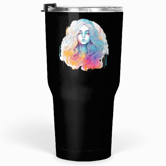 Glimmering Holographic Girl The Future is Now Tumblers 30 Oz