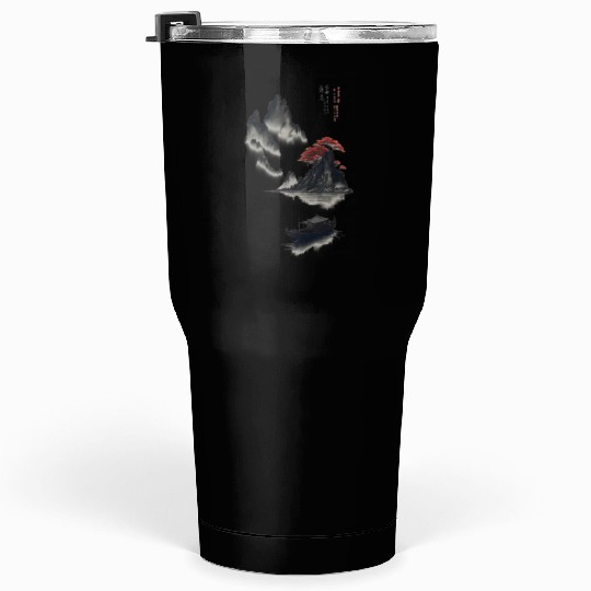 Japanese picture traditional art Sumi e painting Tumblers 30 Oz