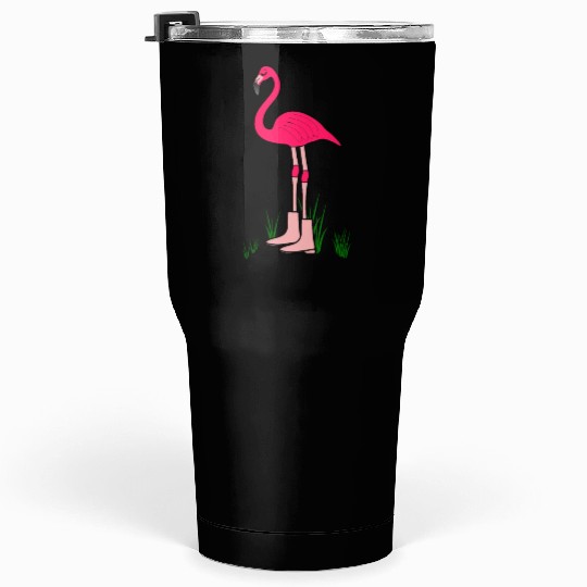 Flamingo with boots art animal print bird pink Tumblers 30 Oz