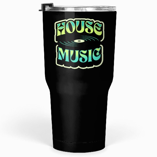 HOUSE MUSIC - Groovy Vinyl (teal/lime) Tumblers 30 Oz