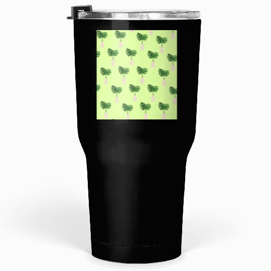 Green Tropical Palm Leaves In A Grey Vessel Tumblers 30 Oz