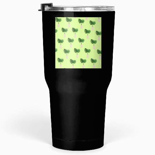 Green Tropical Palm Leaves In A Grey Vessel Tumblers 30 Oz
