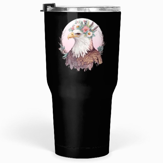 Birds Of Prey Bald Eagle Flower Crown Floral Birdi Tumblers 30 Oz