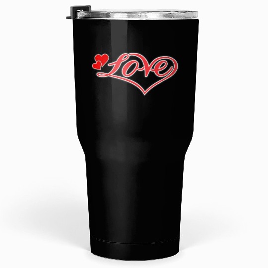 Love Heart Red Script Tumblers 30 Oz