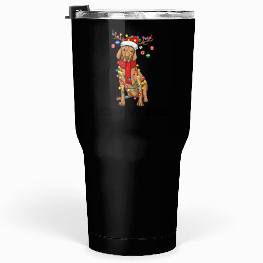 Vizsla Dog Lights Merry Woofmas Tumblers 30 Oz