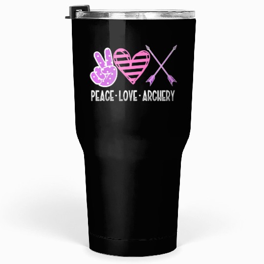 PEACE LOVE ARCHERY Bow & Arrow Shooting n Girls Wo Tumblers 30 Oz
