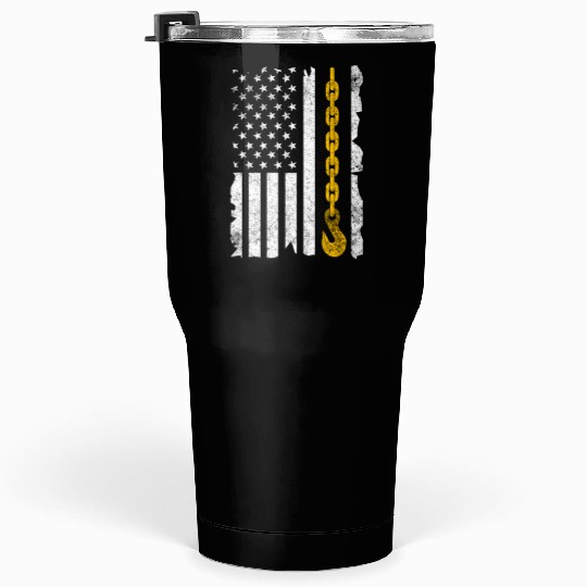 Tow Truck Us Flag Trucking Driver Tumblers 30 Oz