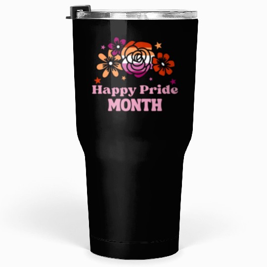 LGBTQ Lesbian Flag Flowers, Happy Pride Month Tumblers 30 Oz