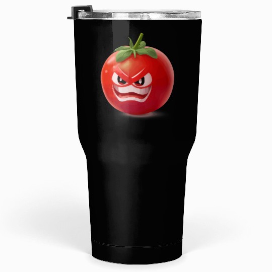 A realistic tomato with angry face cartoon style Tumblers 30 Oz