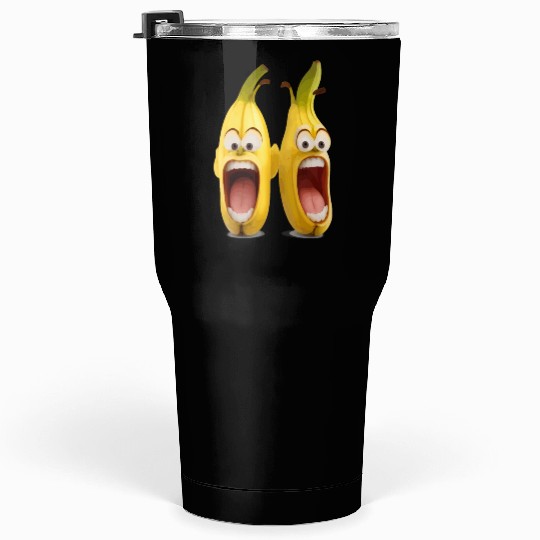 A realistic two bananas with angry face screaming Tumblers 30 Oz