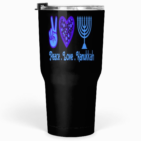 Peace Love Hanukkah 2021 Jewish Menorah Hanukkah C Tumblers 30 Oz