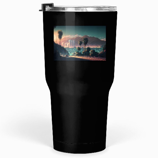 Colorful Hollywood Hills Vibrant Urban Landscape Tumblers 30 Oz