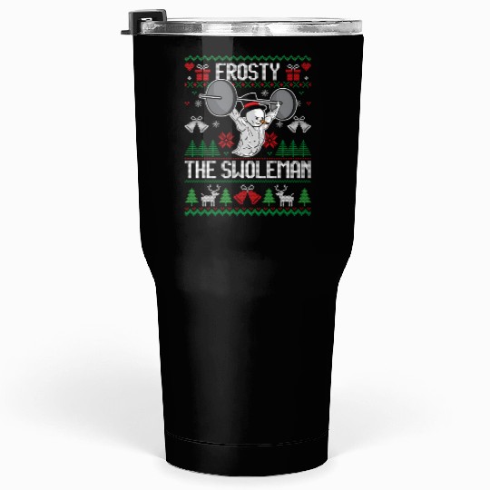 Frosty The Swoleman Ugly Snowman Gym Tumblers 30 Oz