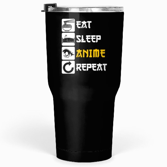 Eat Sleep Anime Repeat Manga Japan Saying Cosplay Tumblers 30 Oz