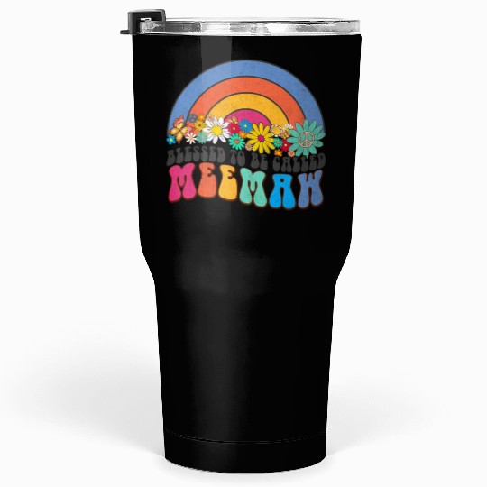 Blessed To Be Called Meemaw Rainbow Groovy Tumblers 30 Oz