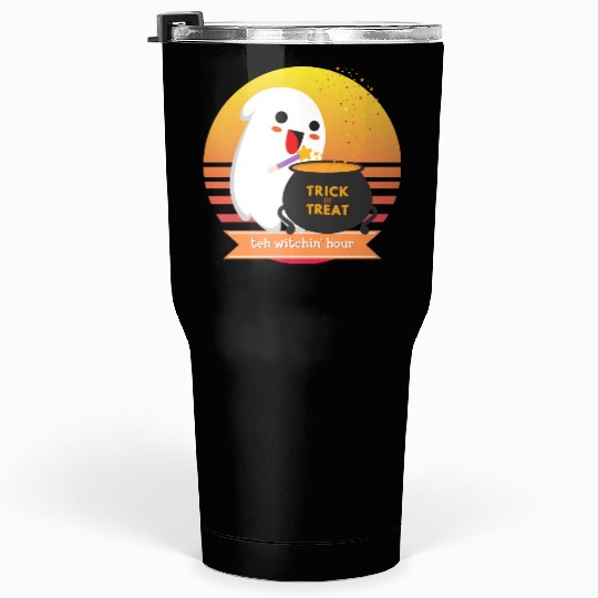 Halloween Cute Ghost Witching Hour Trick Or Treat Tumblers 30 Oz