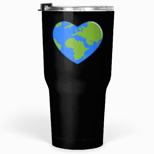 Earth Day World Map as Love Heart Tumblers 30 Oz
