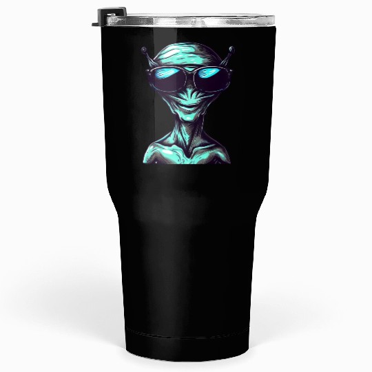Cool Green Alien with Sunglasses Tumblers 30 Oz