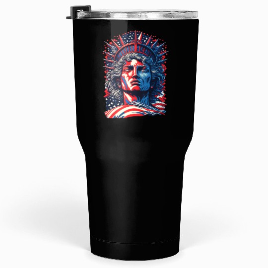 Statue of Liberty Face USA Tumblers 30 Oz