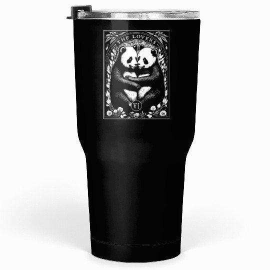 The Lovers Tarot Card Cute Panda Lover Couple Tumblers 30 Oz