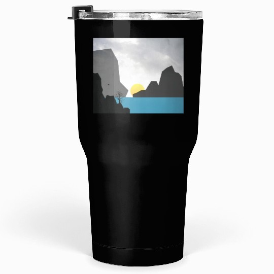 Foggy Mountain Vintage sunset Tumblers 30 Oz