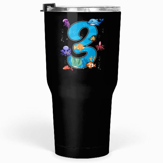 3rd birthday Aquarium Fish lover 3 Year Old Sea Pa Tumblers 30 Oz