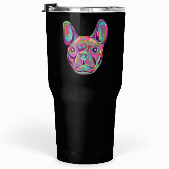 French Bulldog Frenchie head Pop art style Tumblers 30 Oz
