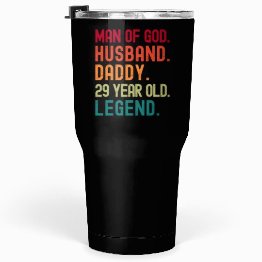 Man of God Husband Dad Vintage 29th Birthday Tumblers 30 Oz