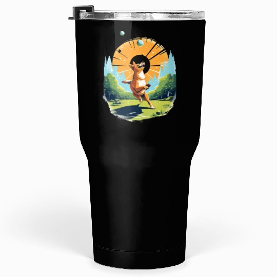 Joyful Dog in Summer Park Tumblers 30 Oz